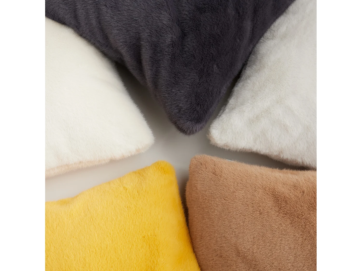 Pelz-Kissenbezug Molinio mittel ecru 45x45 cm