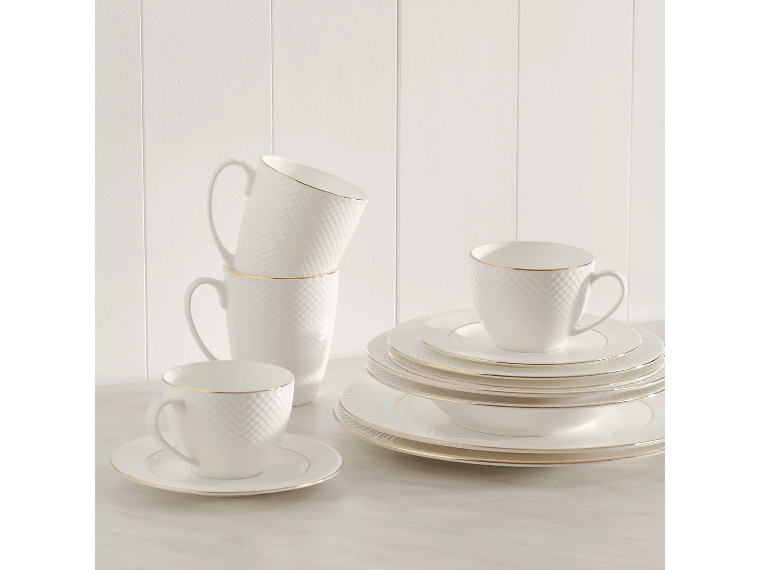 Tasse Mit Untertasse Eleni mittelweiß 220ml