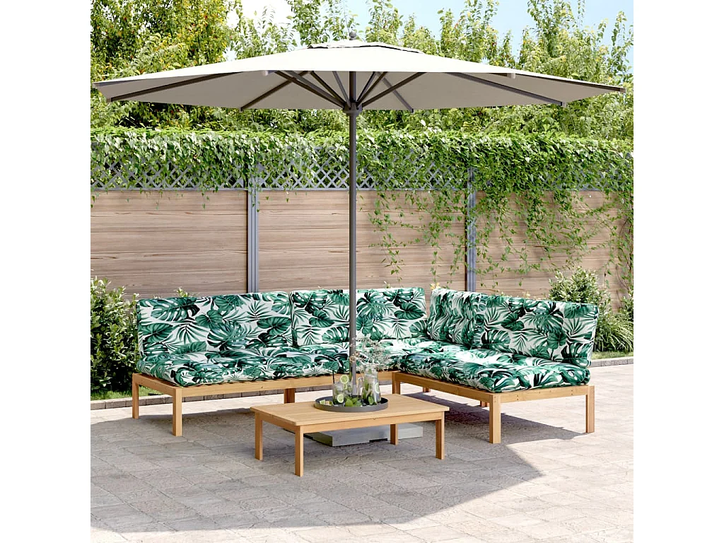 4-delige Loungeset pallet met kussens massief acaciahout