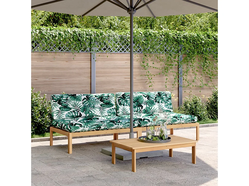 Canapés centraux palette de jardin 2pcs et coussins bois acacia