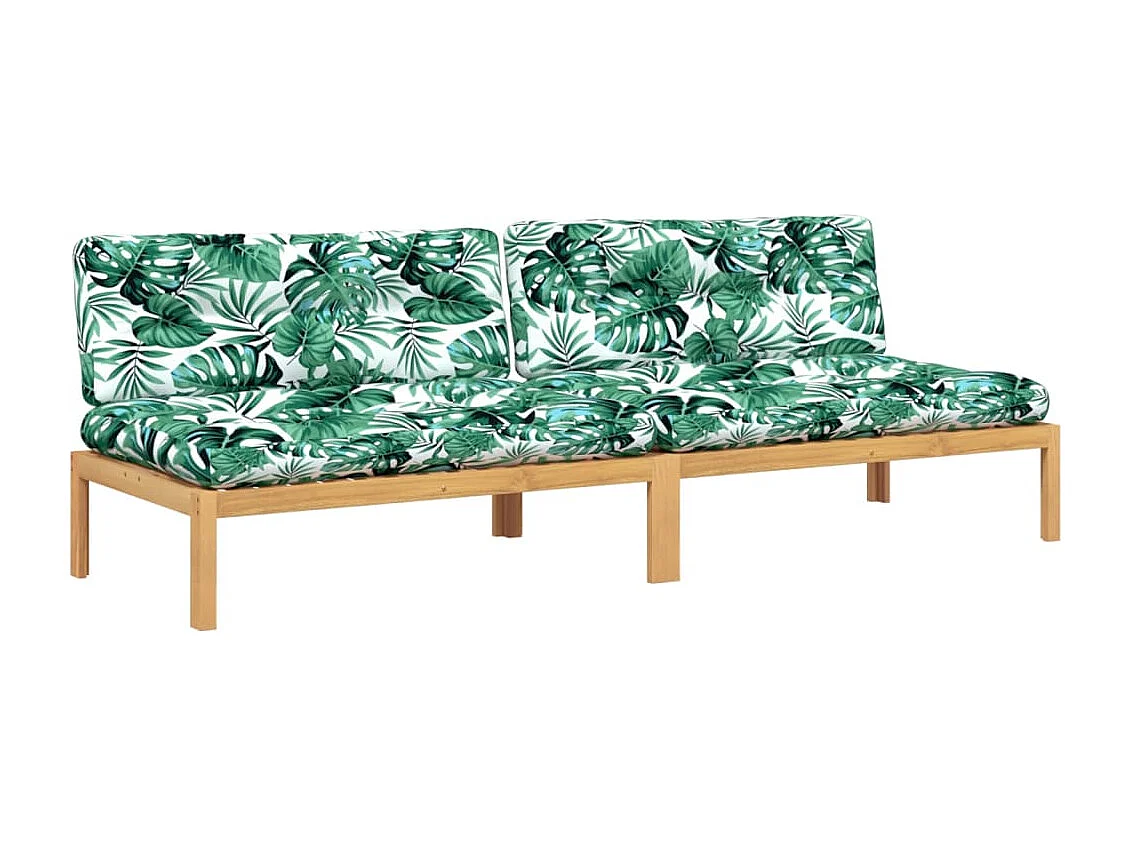 Canapés centraux palette de jardin 2pcs et coussins bois acacia