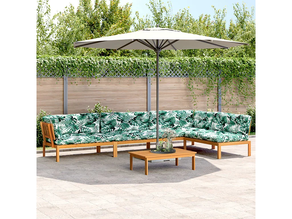 Salon palette de jardin avec coussins 5pcs bois d'acacia massif