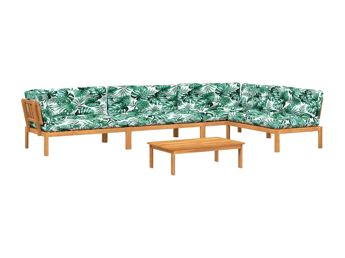 Salon palette de jardin avec coussins 5pcs bois d'acacia massif