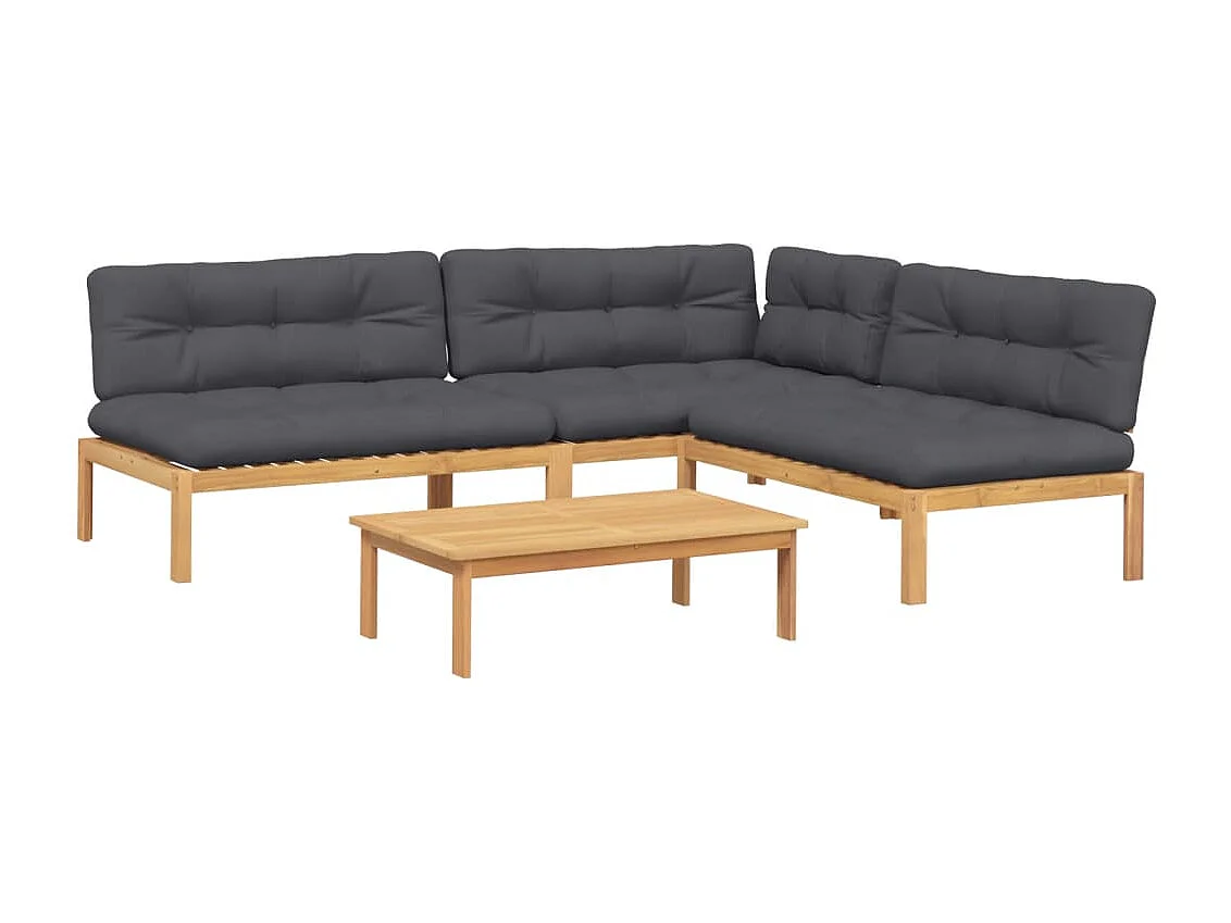 Set Divani Pallet Giardino 4pz Cuscini Legno Massello Acacia