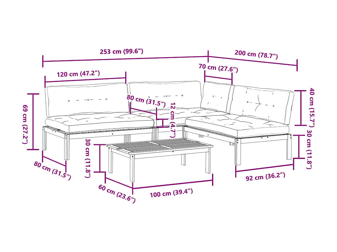 Set Divani Pallet Giardino 4pz Cuscini Legno Massello Acacia