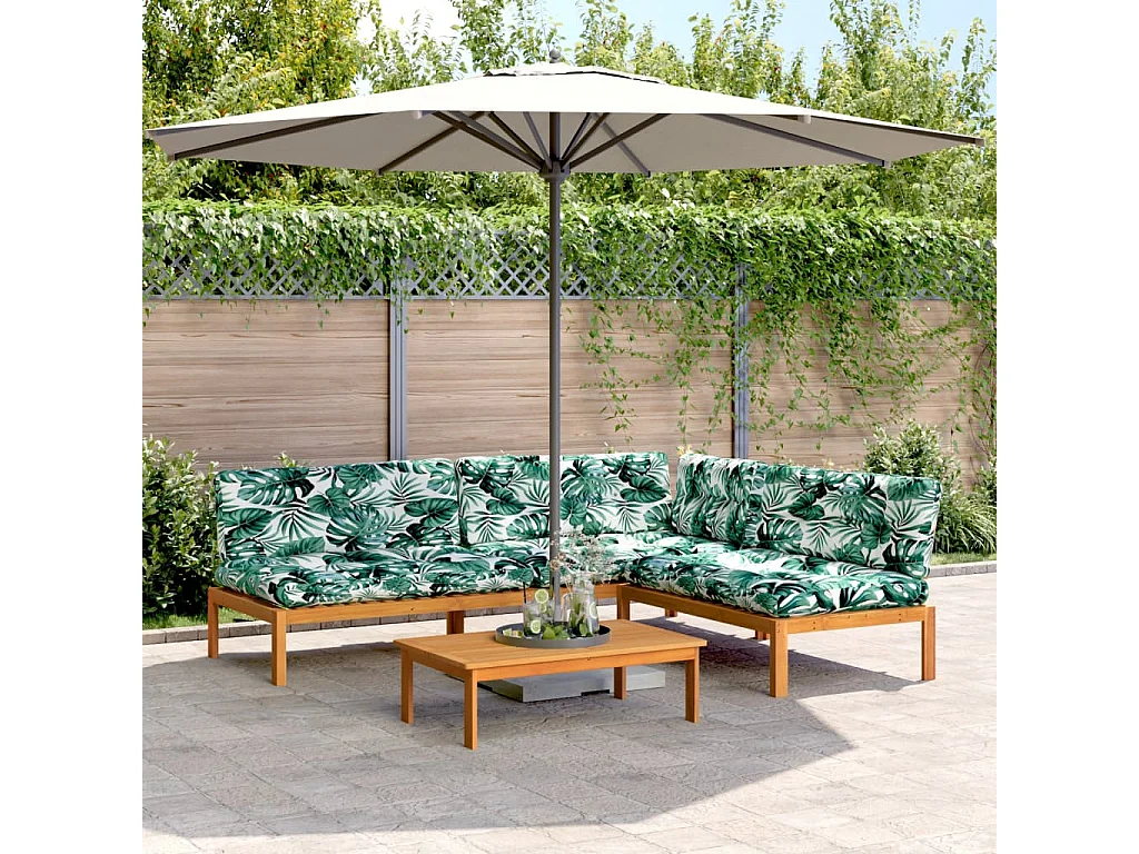 Salon palette de jardin avec coussins 4pcs bois d'acacia massif