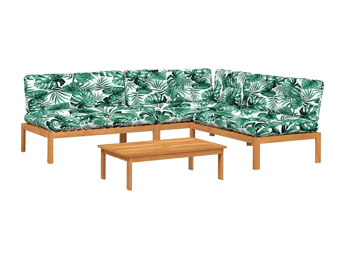 Salon palette de jardin avec coussins 4pcs bois d'acacia massif