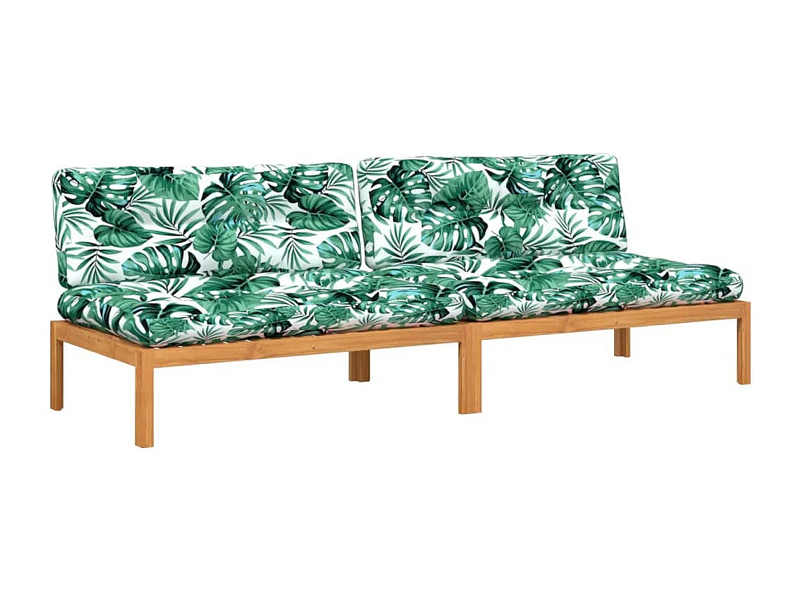 Canapés centraux palette de jardin et coussins 2pcs bois acacia