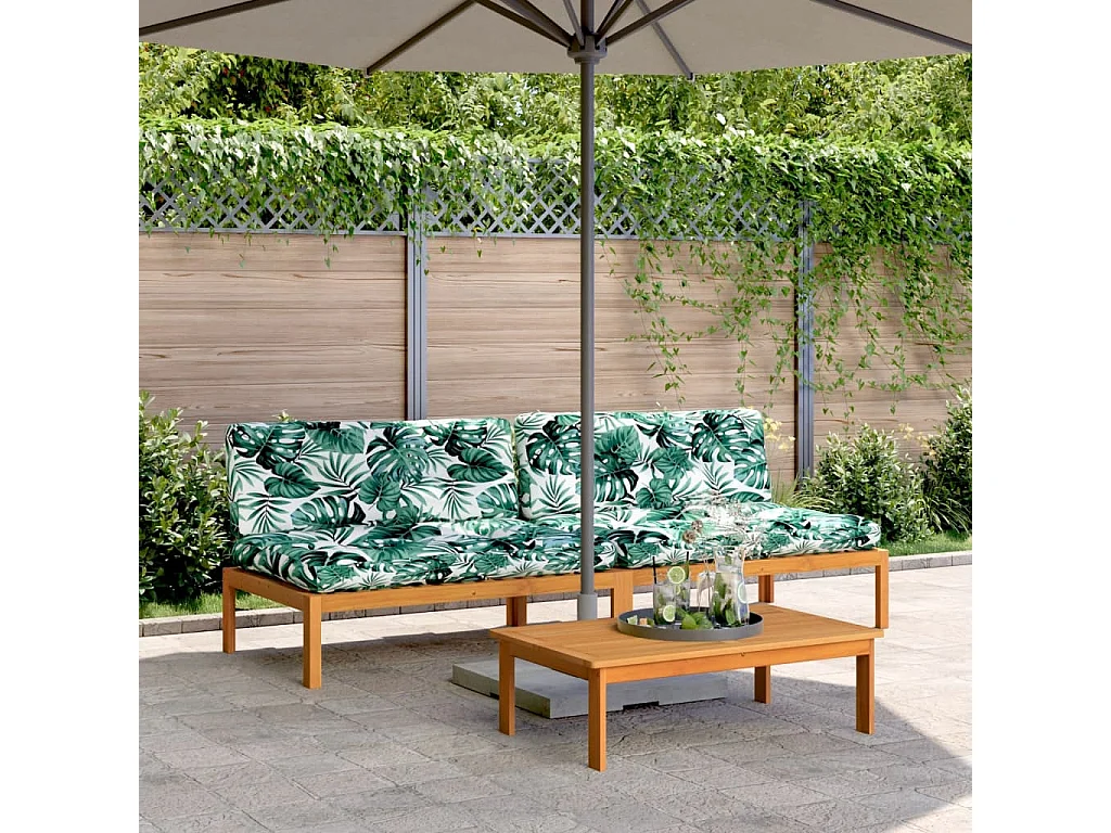 Tuinmiddenbanken 2 st pallet met kussens massief acaciahout