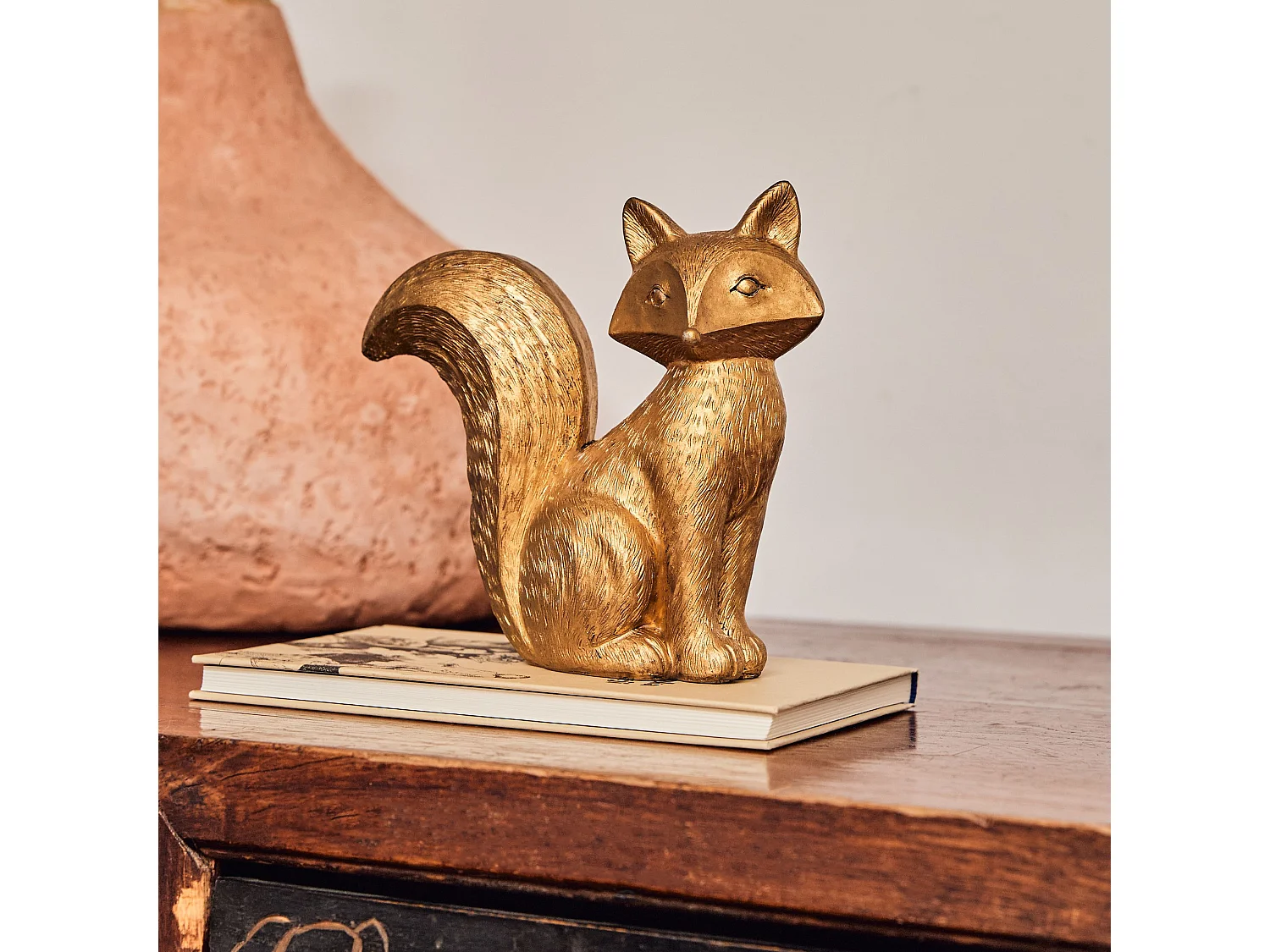 Figurine Foxen Mittleres Gold 17 x 17.5 x 6.5