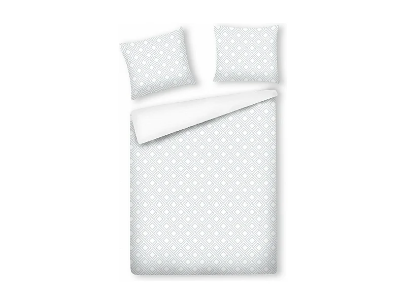 Satin-Baumwoll-Bettwäsche Grapho mittelweiß 160 x 200