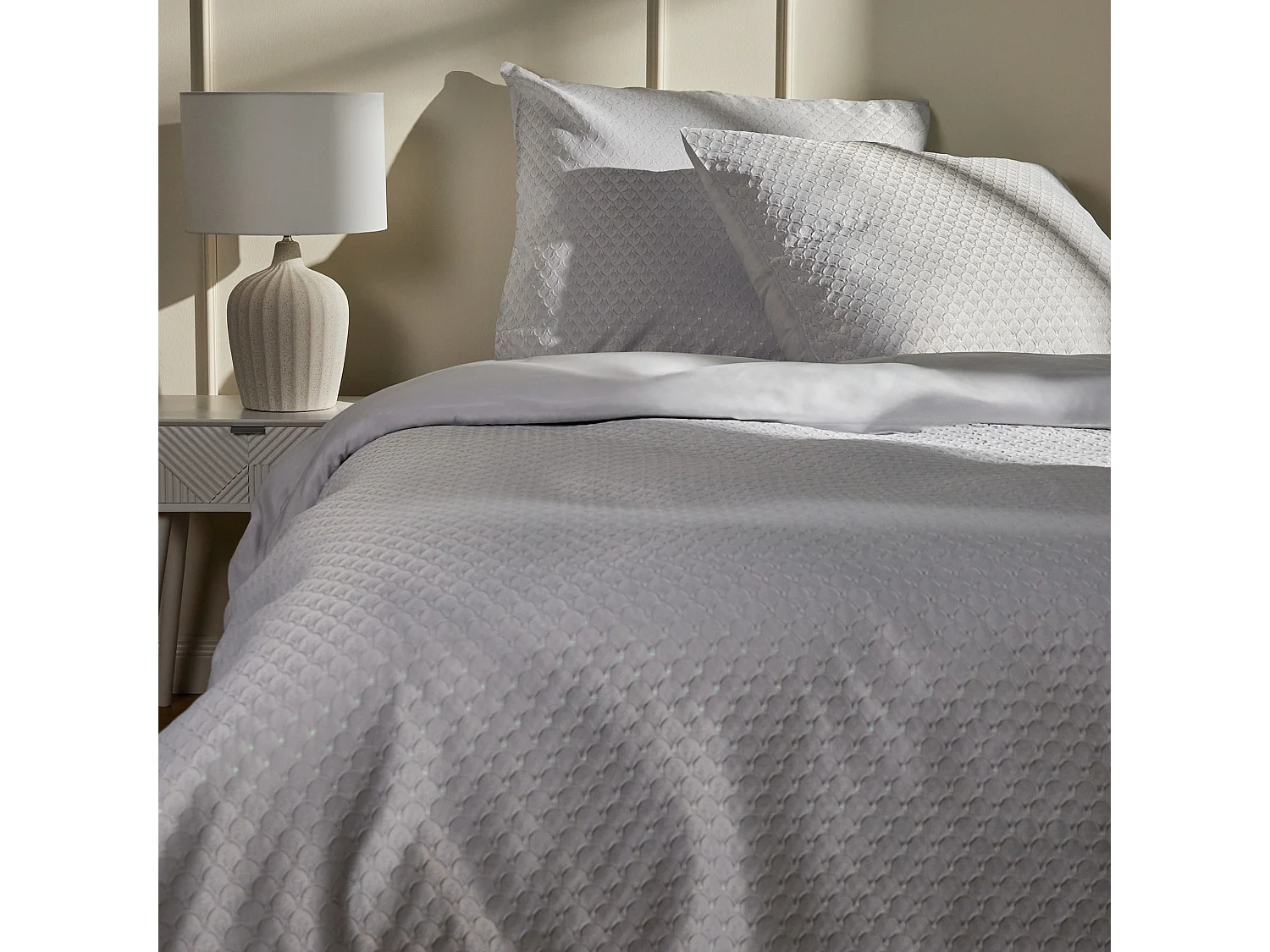 Jacquard-Bettwäsche Cinia hellgrau 160 x 200