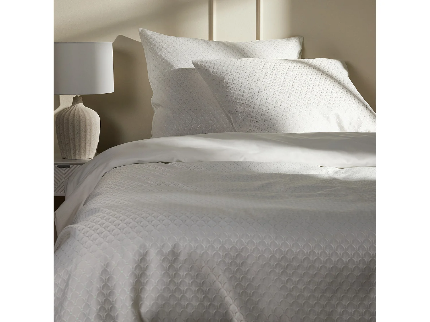 Jacquard-Bettwäsche Cinia Mittel Ecru 160x200