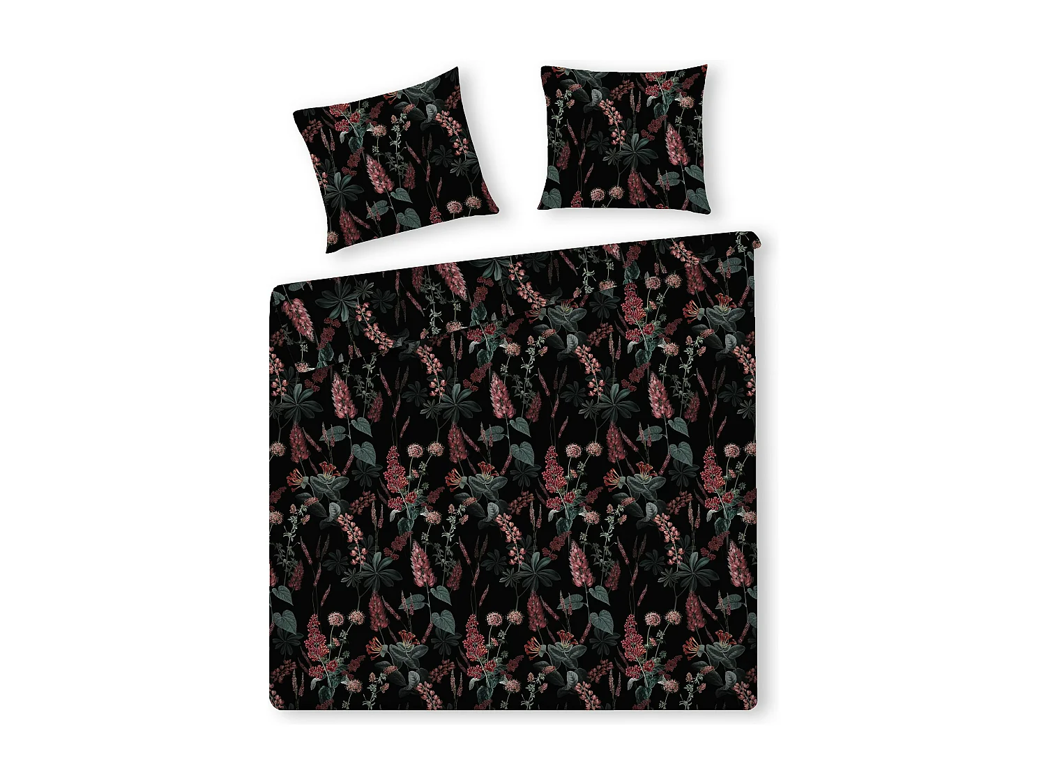 Satin-Baumwoll-Bettwäsche Palmiretta mittelschwarz 200 x 220