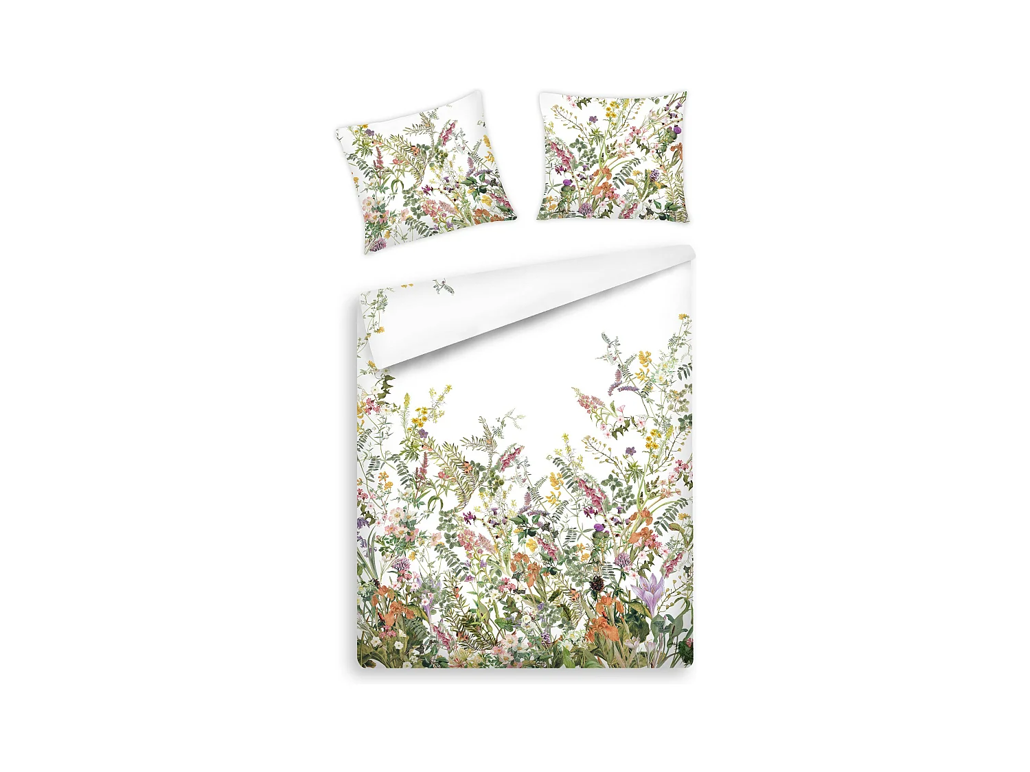 Satin-Baumwoll-Bettwäsche Tropical Mittel Ecru 200x220