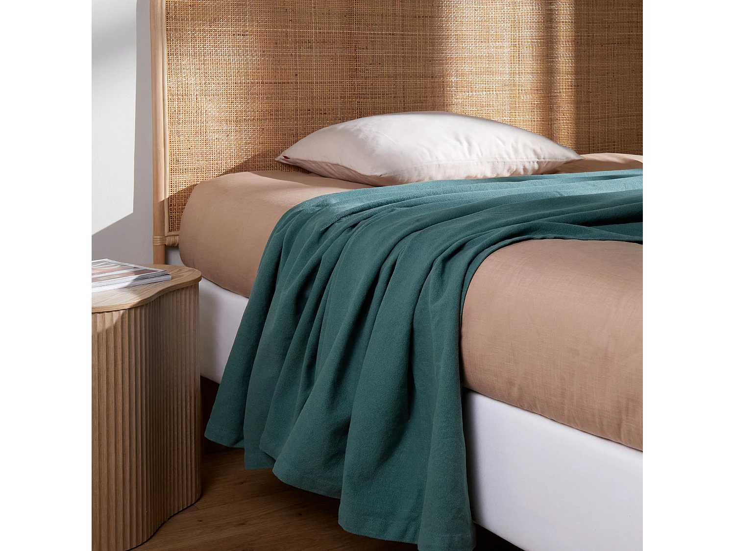 Baumwollbettdecke Taromina Dunkelgrün 200x220
