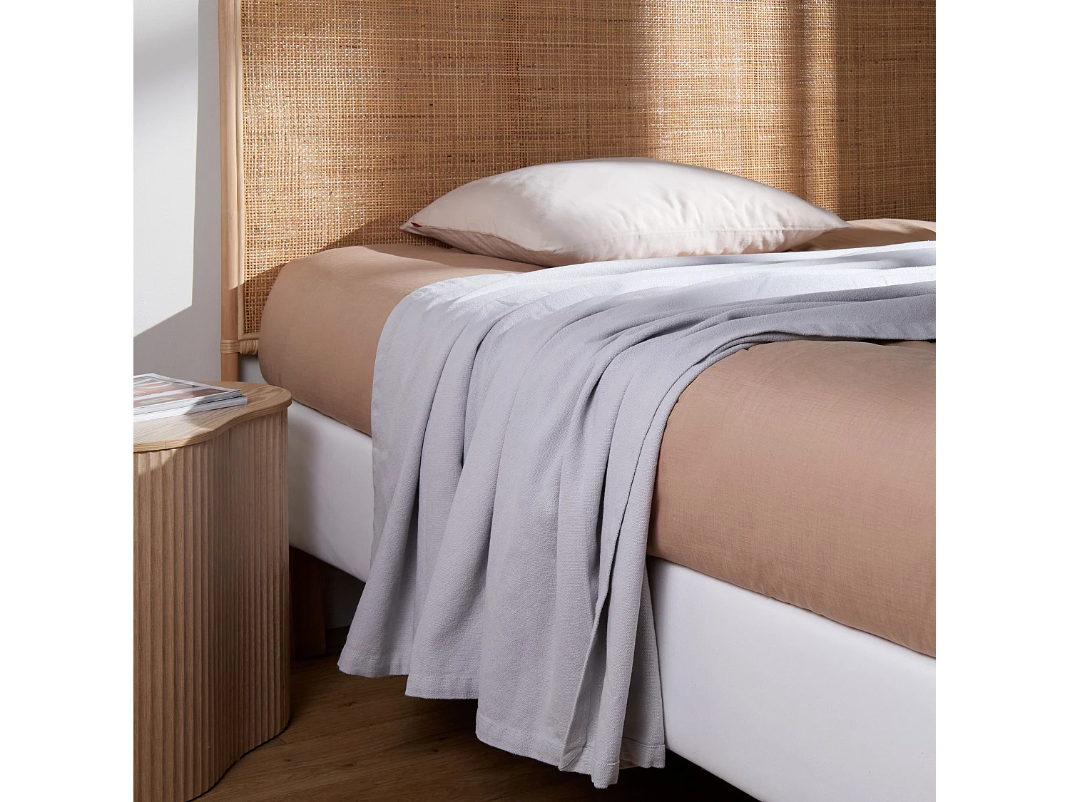 Baumwollbettdecke Taromina Hellgrau 200x220