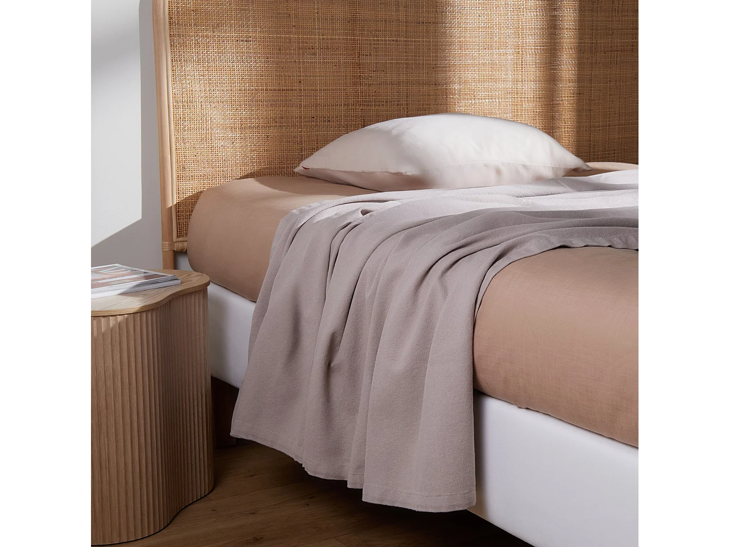 Baumwollbettdecke Taromina hellbraun 200x220