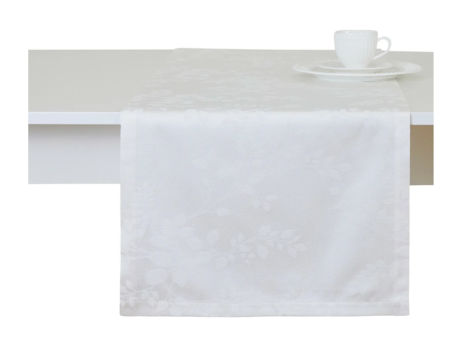 Jaquard-Tischläufer Cador mittelweiß 40 x 180