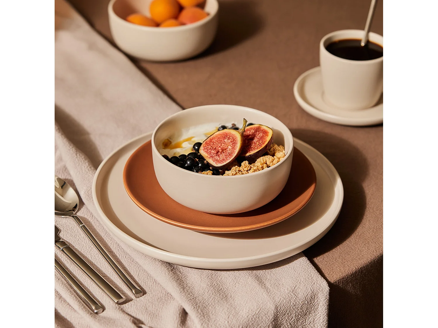 Baumwolltischdecke Campos mittelbraun 150 x 220