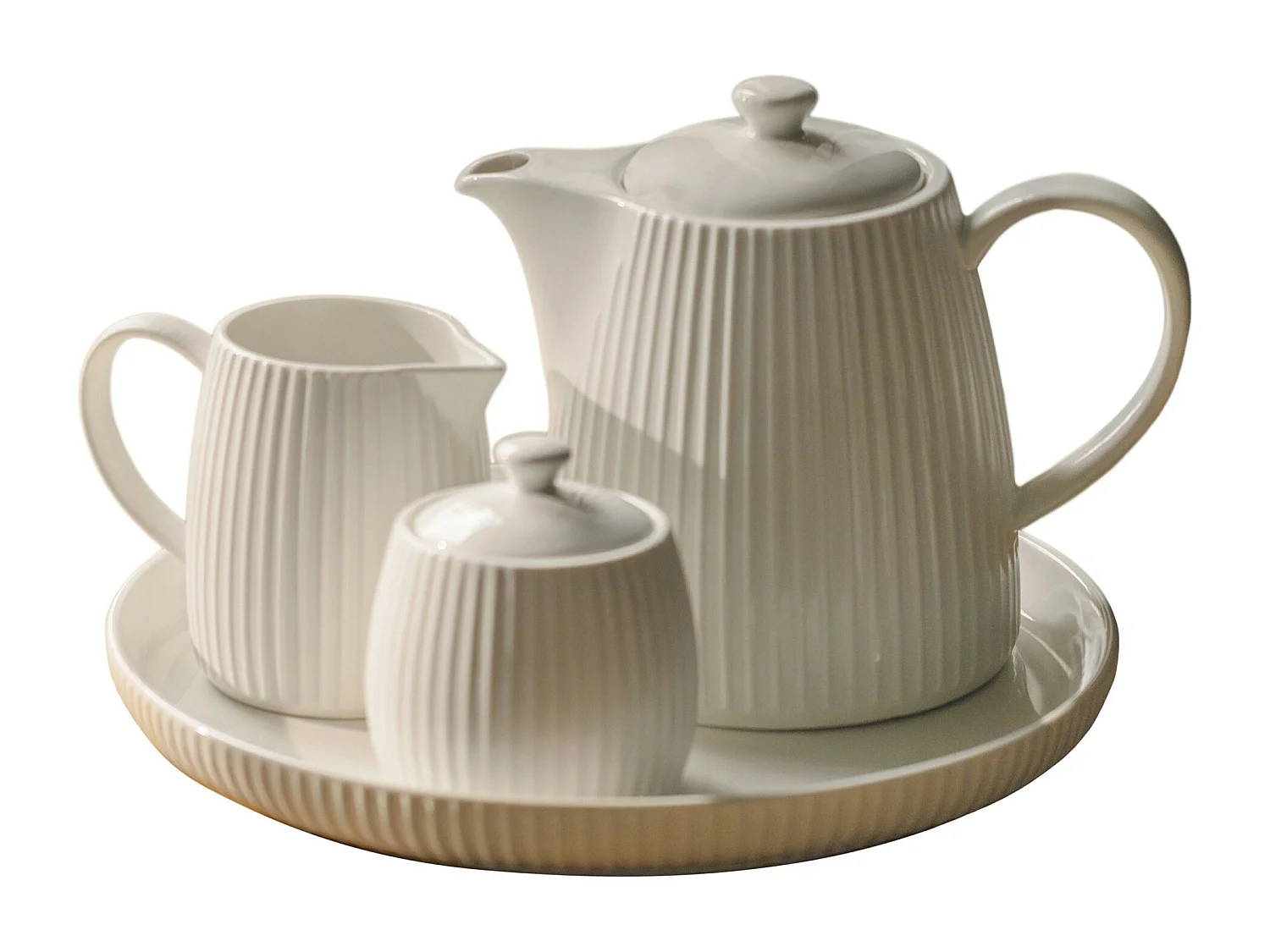 Pichet Avec Sucrier Et Crémier Linioso Blanc Moyen 15.5 x 26