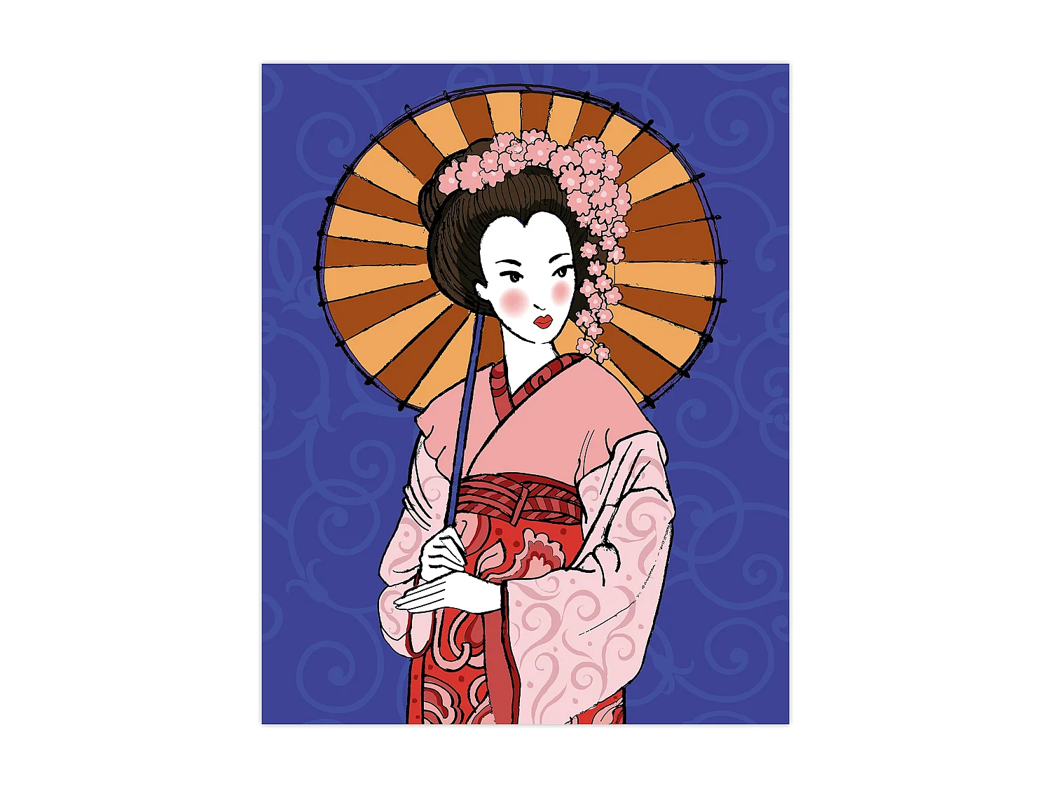 Poster Kimono mittel mehrfarbig 40x50 cm