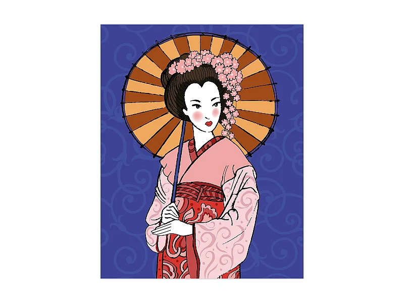 Poster Kimono mittel mehrfarbig 40x50 cm