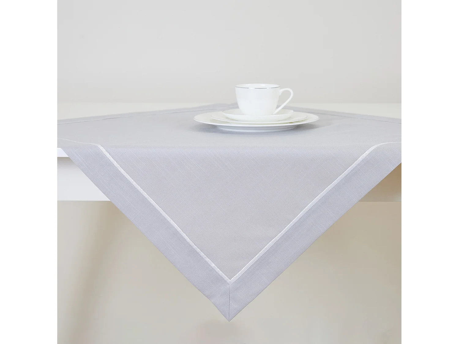 Kleines Tischtuch Tideno Mittelgrau 80 x 80