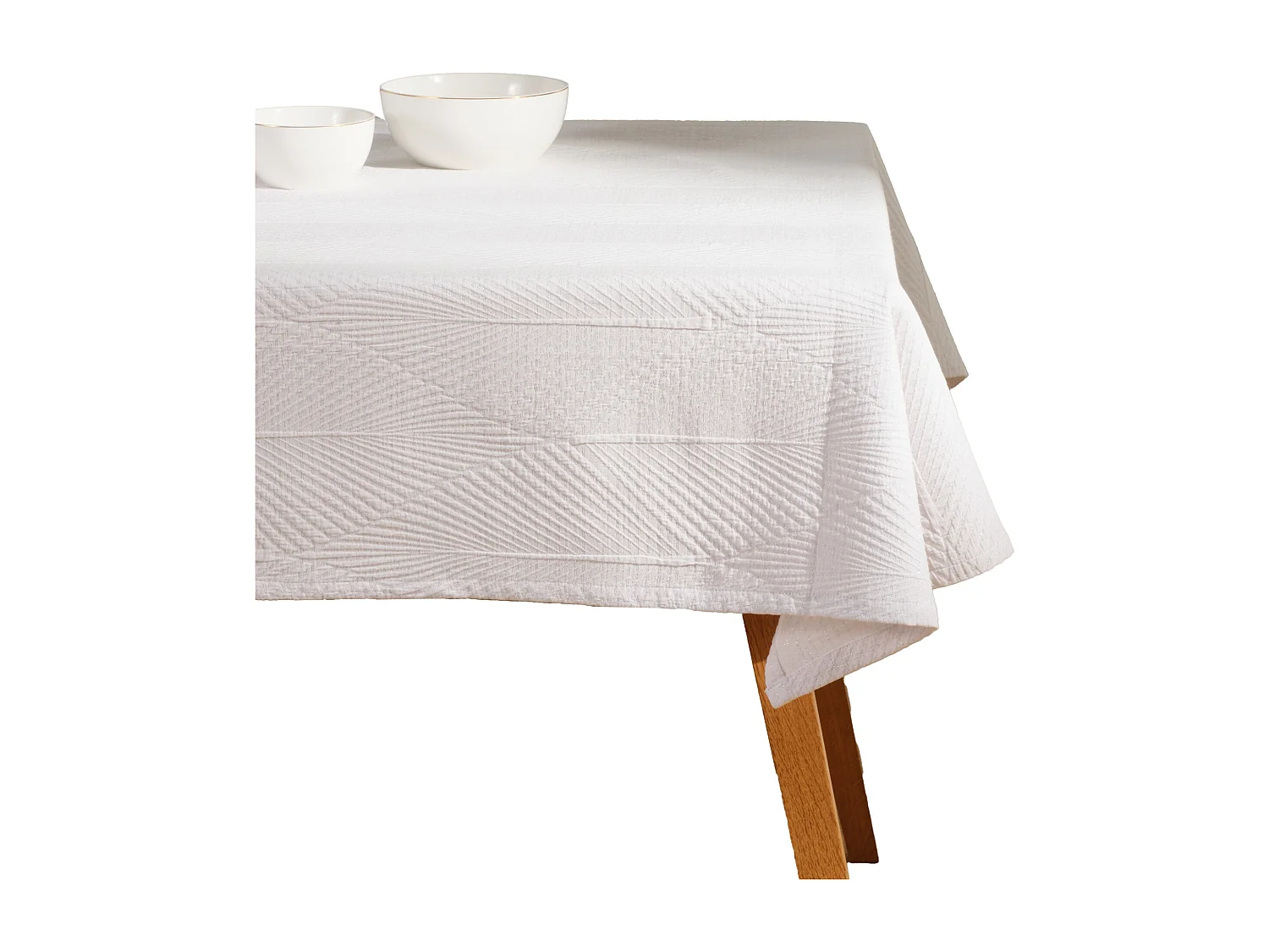 Jaquard-Tischdecke Mileja mittelweiß 130 x 180