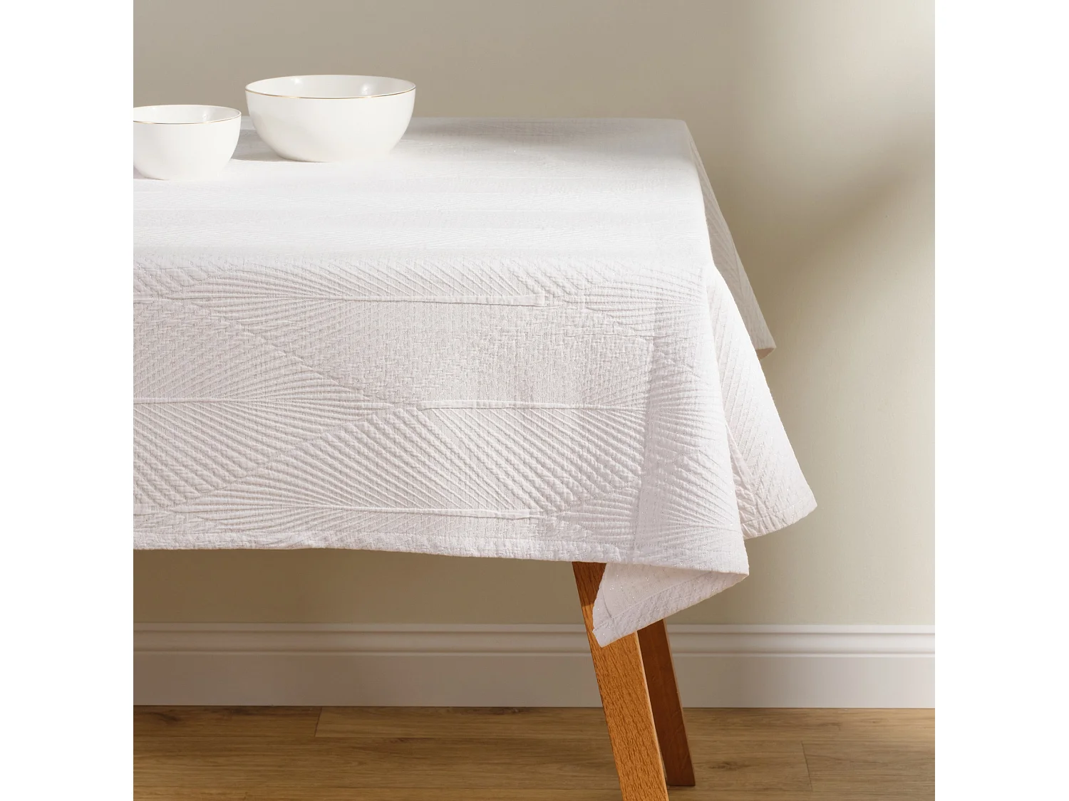 Jaquard-Tischdecke Mileja mittelweiß 130 x 180