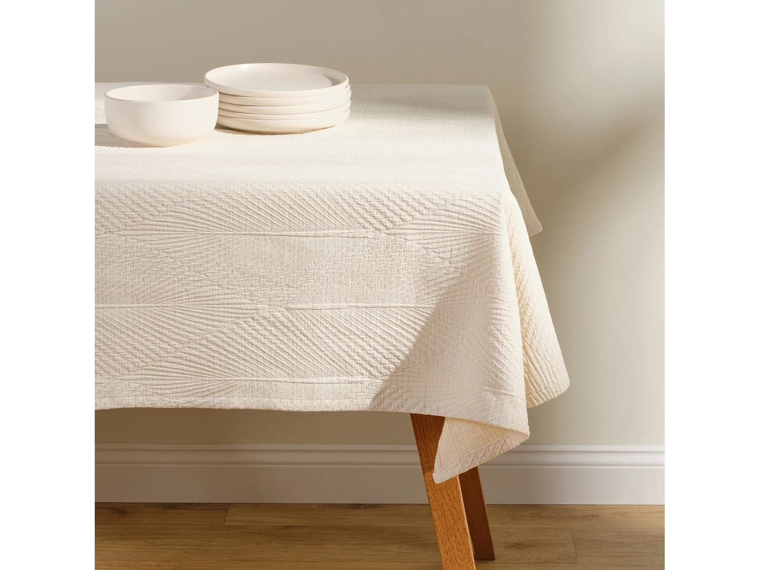 Jaquard-Tischdecke Mileja mittel ecru 130 x 180