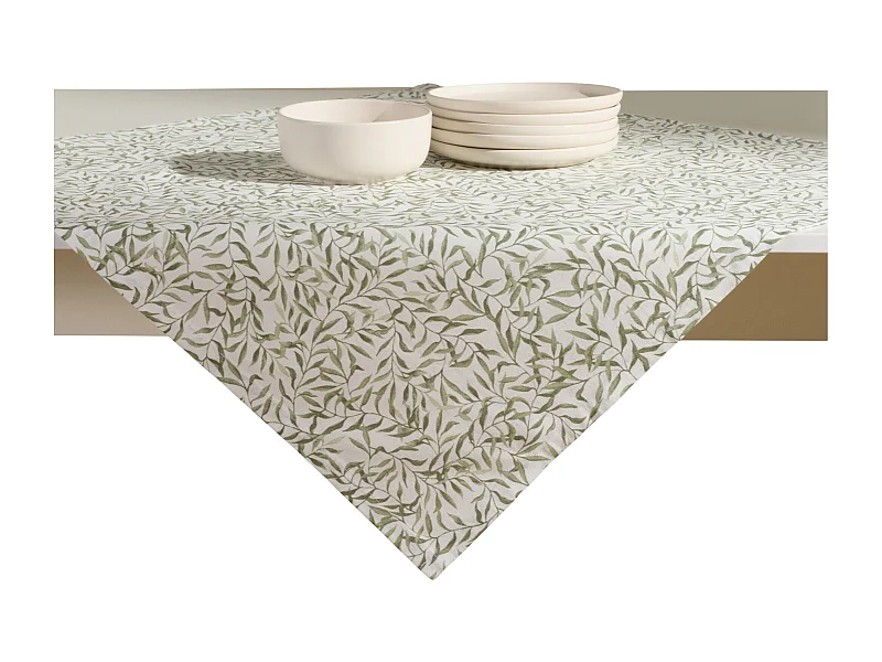 Kleines Tischtuch Fogli 80x80 Mittel Ecru