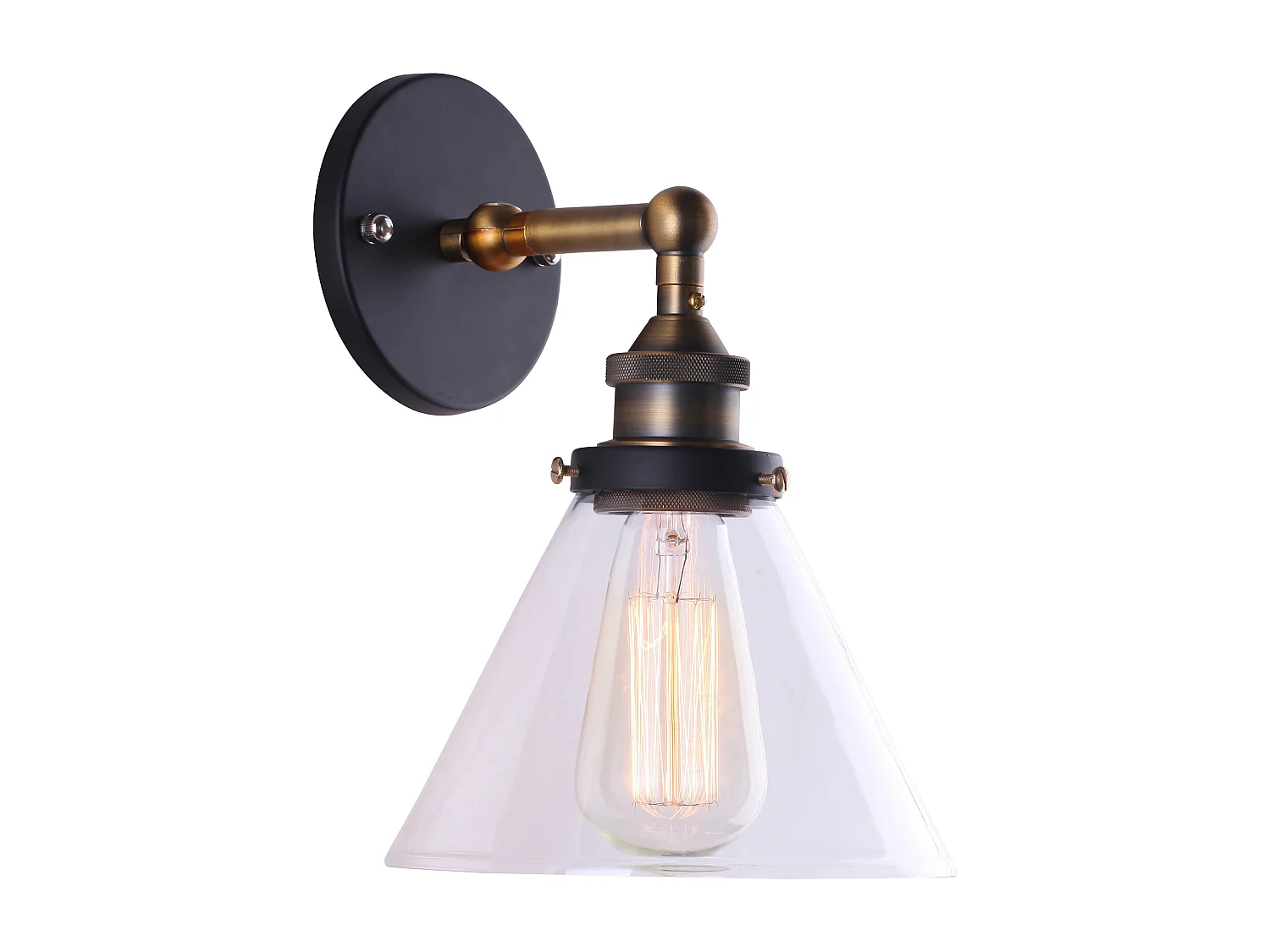 Lampada da parete Edison con paralume in cristallo acciaio