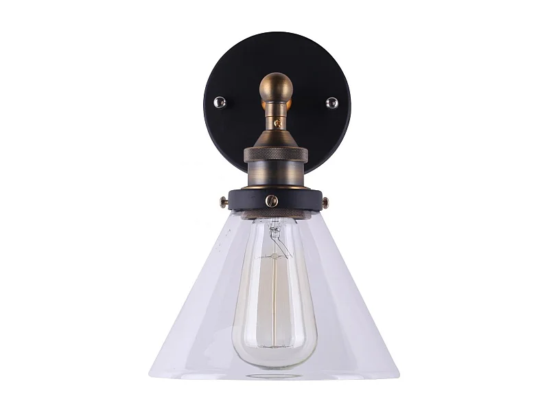 Lampe murale avec abat-jour cristal Edison acier Bronze