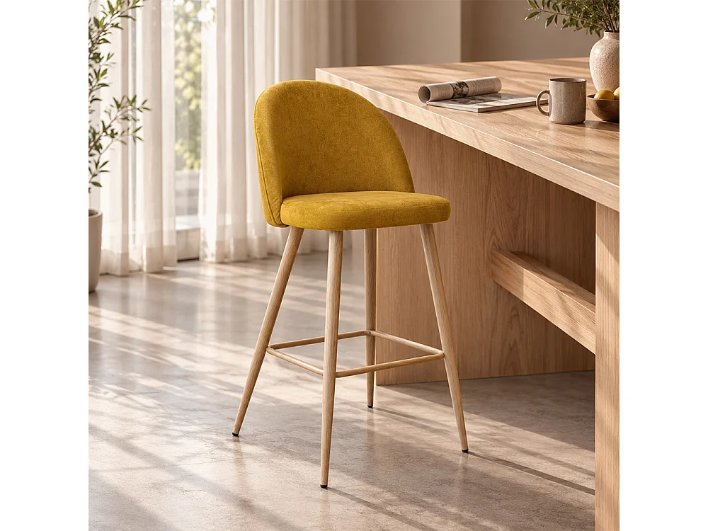 Gepolsterter Hocker aus Stoff - skandinavisches Design - 66cm - Evelyne