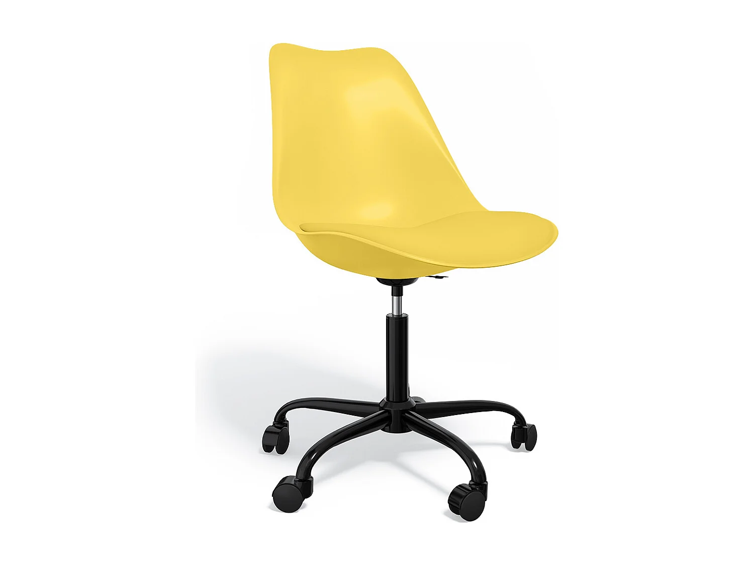 Chaise de bureau avec roulettes - Chaise de bureau pivotante - Structure noire Tulip Jaune