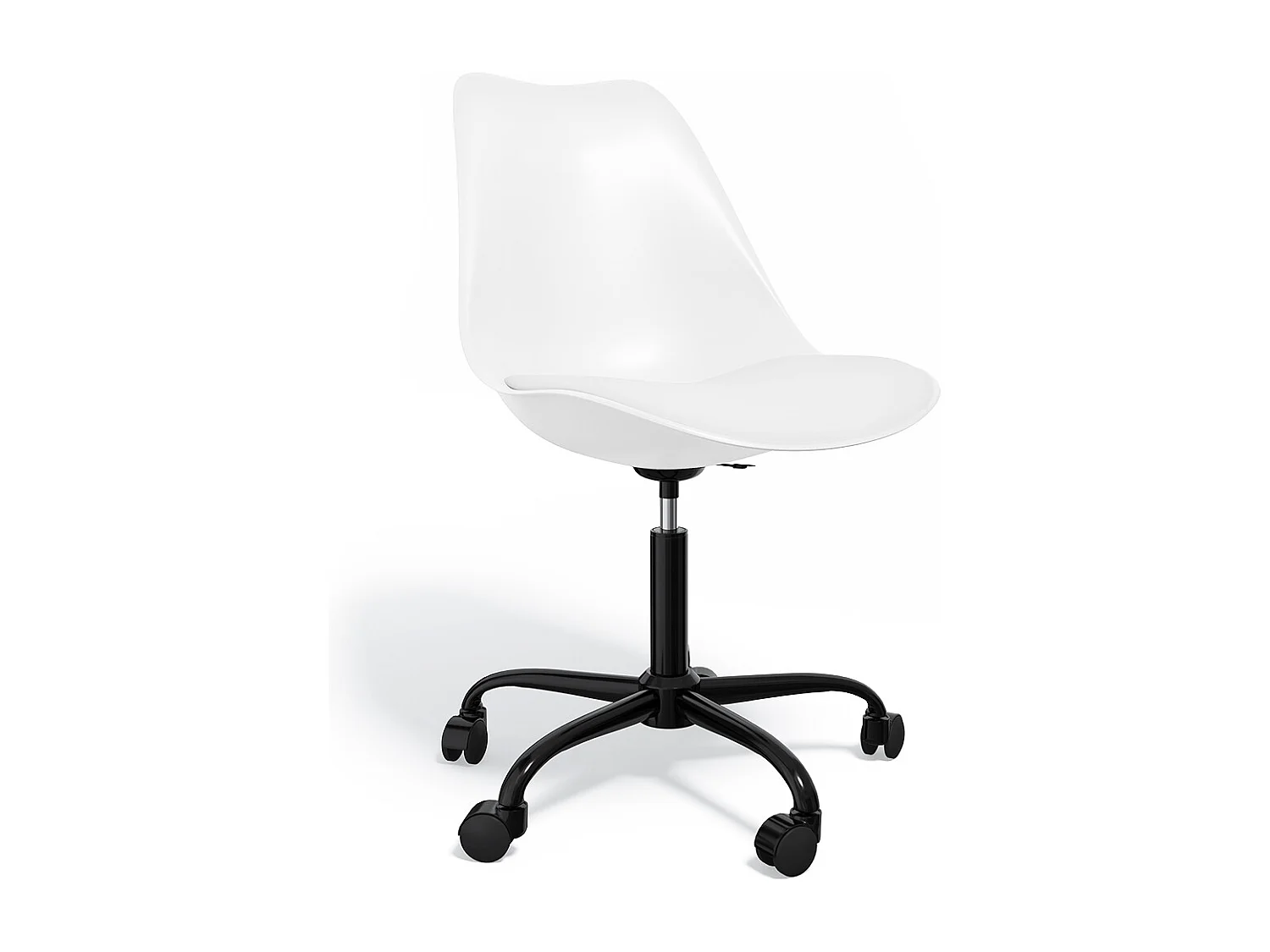 Chaise de bureau avec roulettes - Chaise de bureau pivotante - Structure noire Tulip Blanc