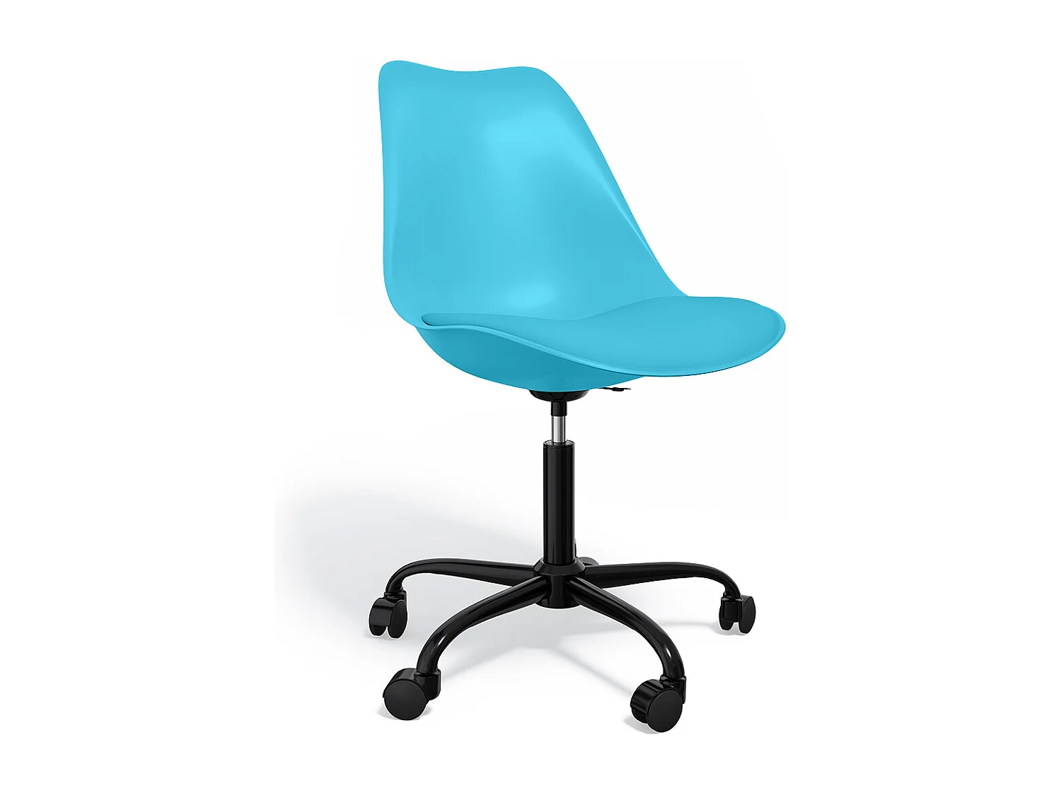 Chaise de bureau avec roulettes - Chaise de bureau pivotante - Structure noire Tulip Bleu clair
