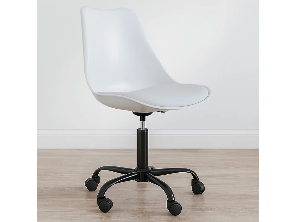 Chaise de bureau avec roulettes - Chaise de bureau pivotante - Structure noire Tulip Gris clair