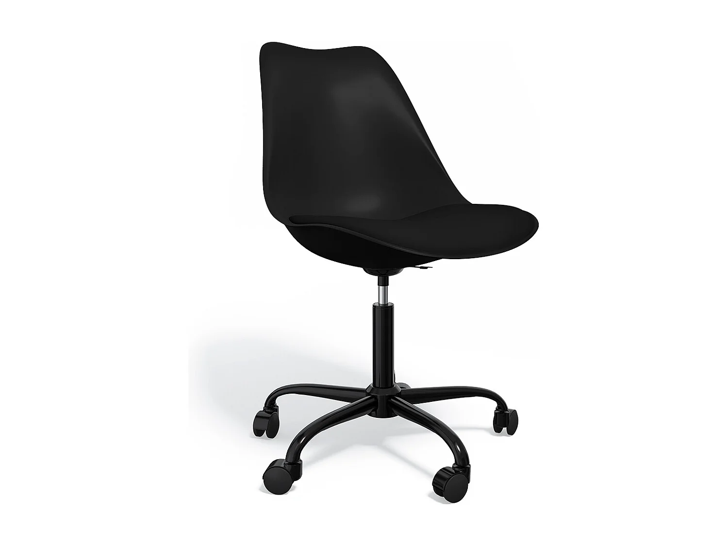 Chaise de bureau avec roulettes - Chaise de bureau pivotante - Structure noire Tulip Noir