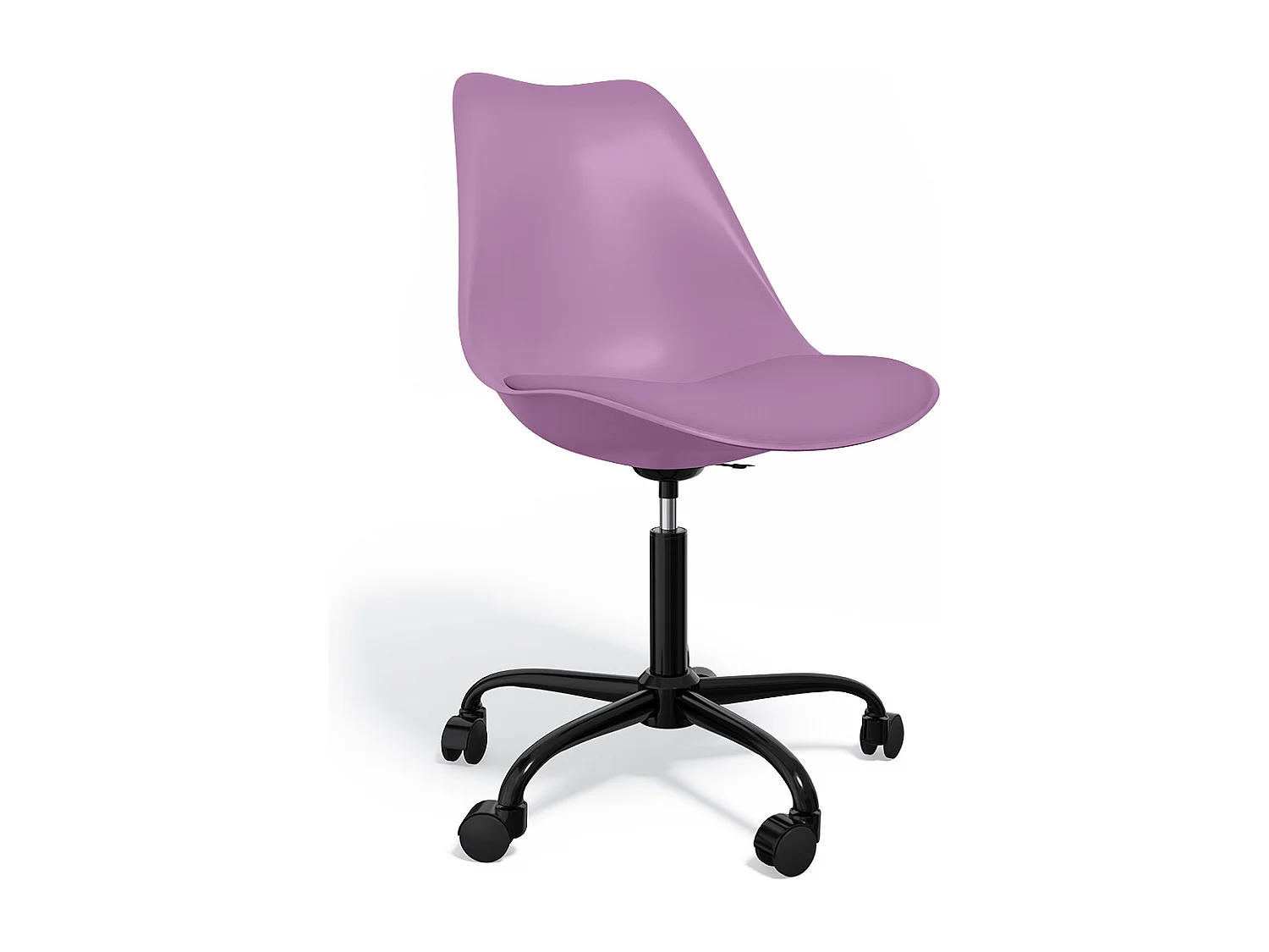Chaise de bureau avec roulettes - Chaise de bureau pivotante - Structure noire Tulip Violet pastel
