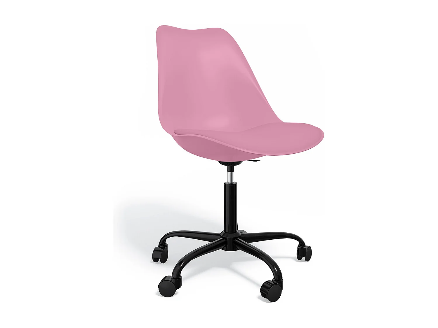 Chaise de bureau avec roulettes - Chaise de bureau pivotante - Structure noire Tulip Rose pâle