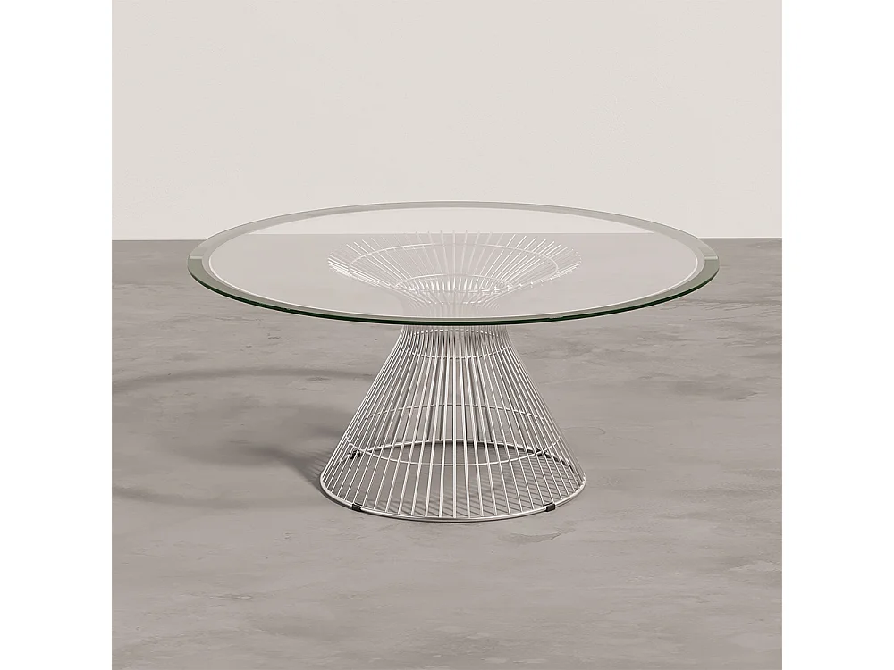 Table basse ronde - Design en verre - Barrel Acier