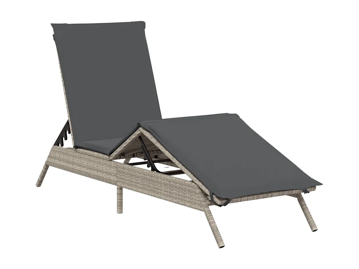 Chaises longues avec coussins lot de 2 gris résine tressée