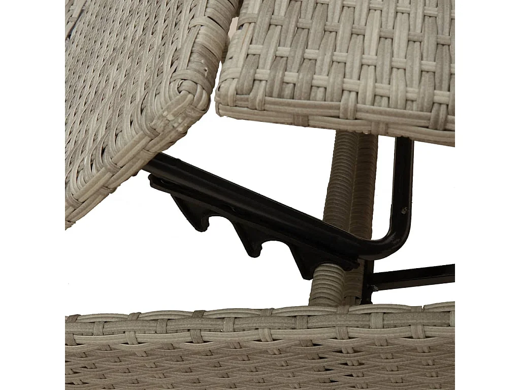 Ligstoelen 2 st met kussen poly rattan lichtgrijs