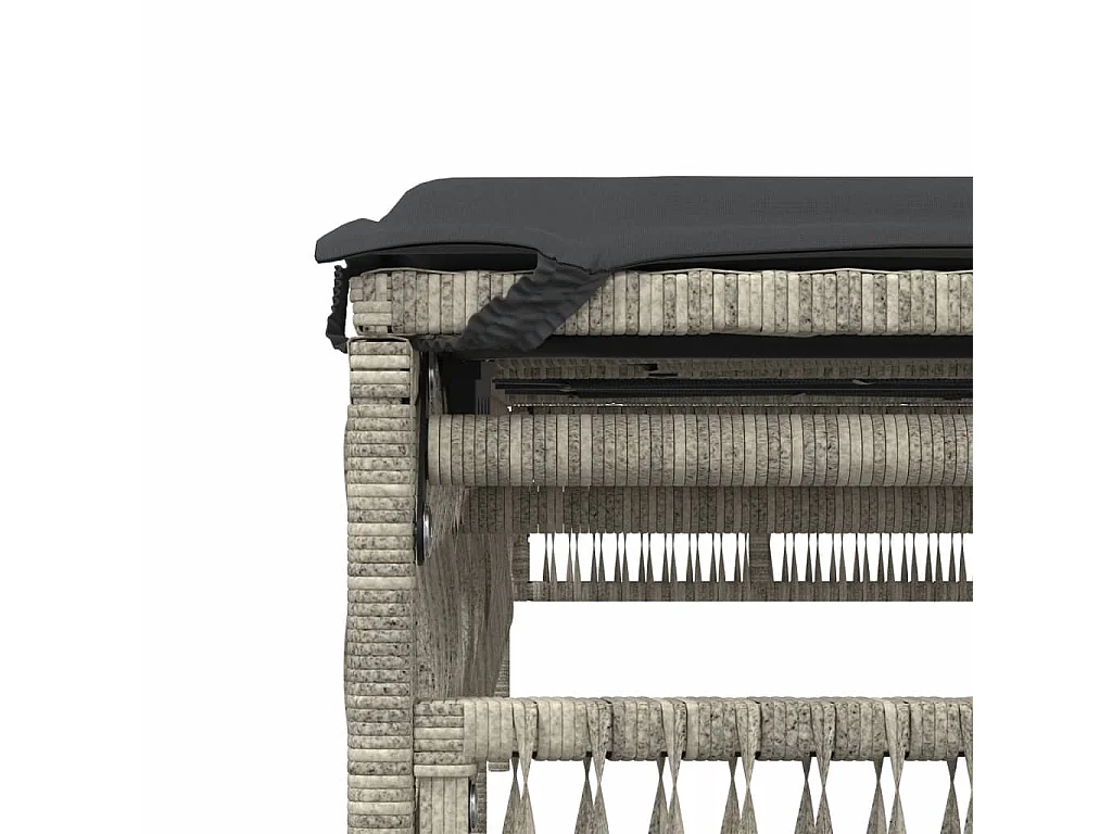 Sonnenliegen 2 Stk. mit Tisch Hellgrau Poly Rattan