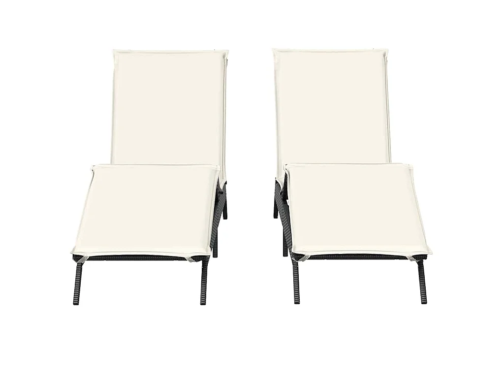 Espreguiçadeiras com almofadões 2 pcs vime PE preto