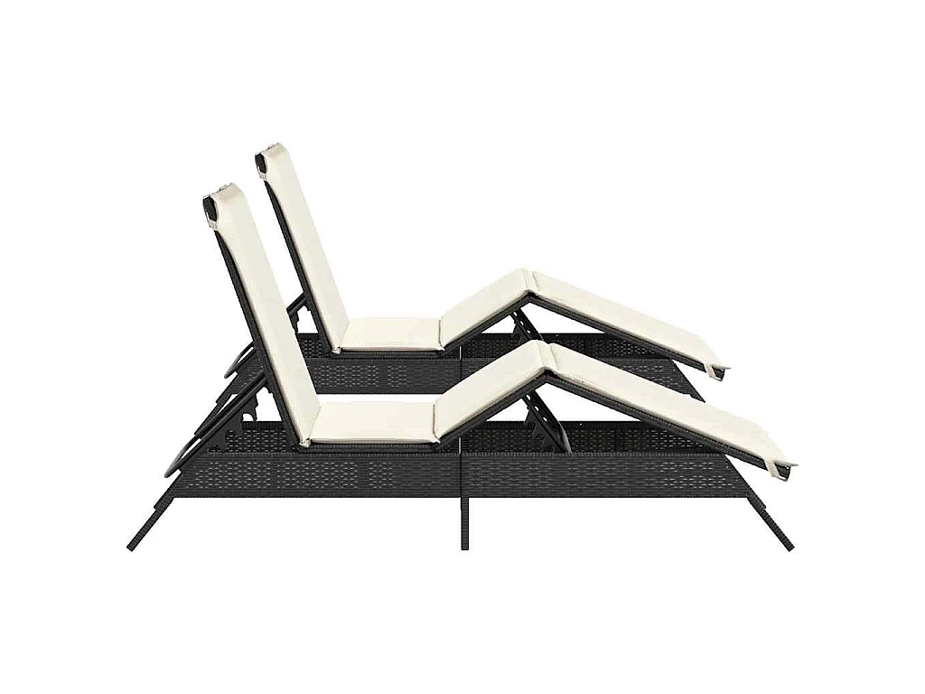 Espreguiçadeiras com almofadões 2 pcs vime PE preto