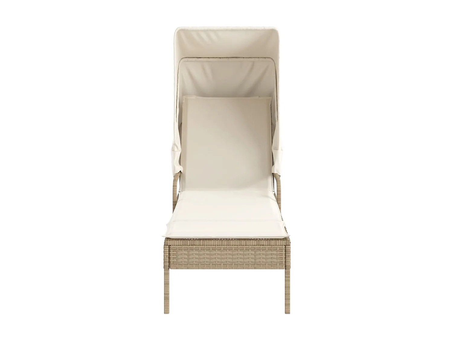Sonnenliegen 2 Stk. mit Dach und Tisch Beige Poly Rattan
