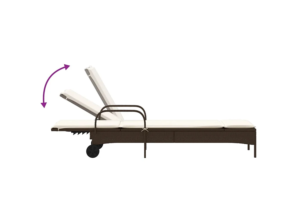 Chaises longues avec coussins lot de 2 marron résine tressée